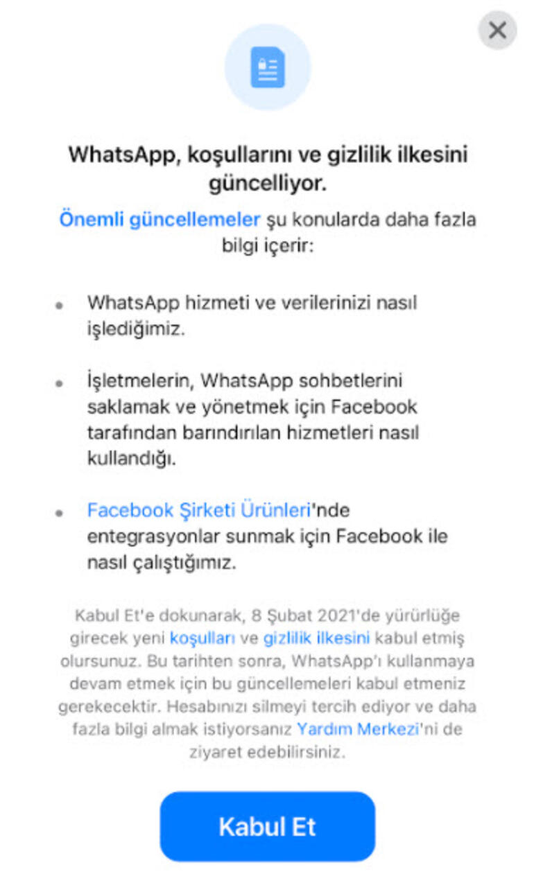whatsapp veri izni