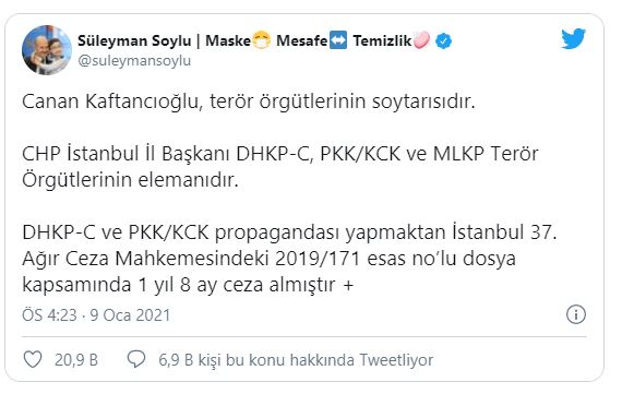 Süleyman soylu paylaşımı