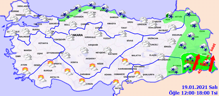 Kuvvetli rüzgar kar yağışı
