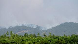 Yunanistan'daki yangın Türkiye'den görülüyor